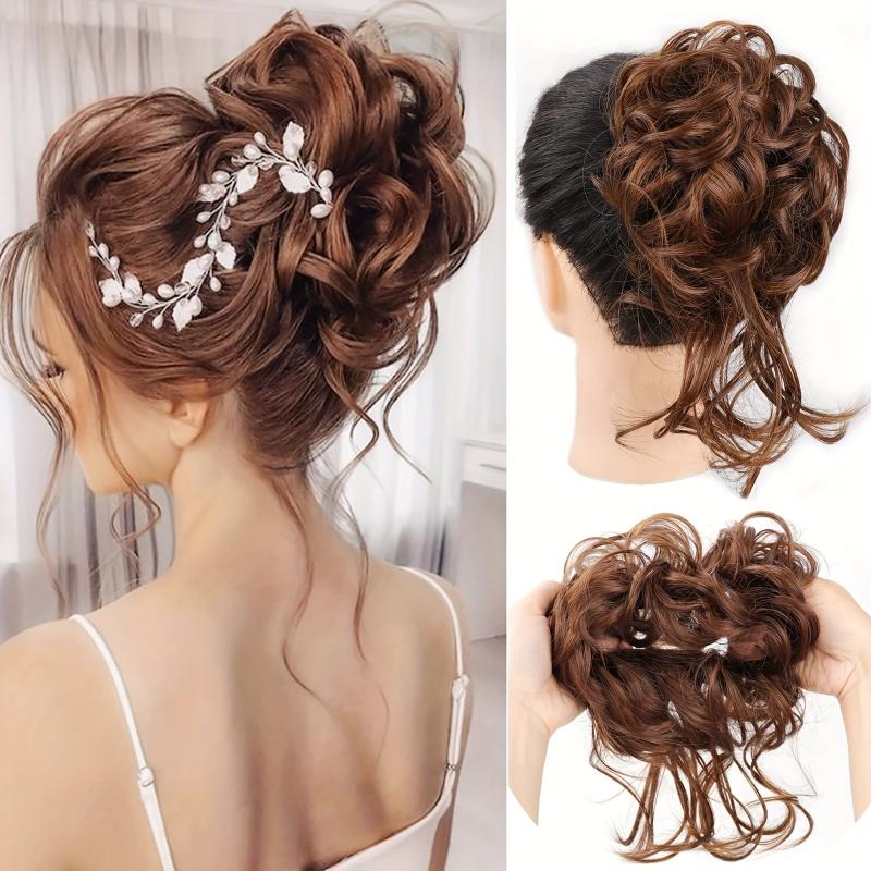 Messy Curly Hair Bun Updo Extension for Women Girls
