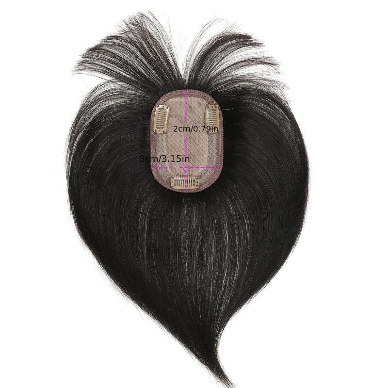 Human Hair Piece Silk Base for Women Clip In Toppers Hairpiece Middle Part