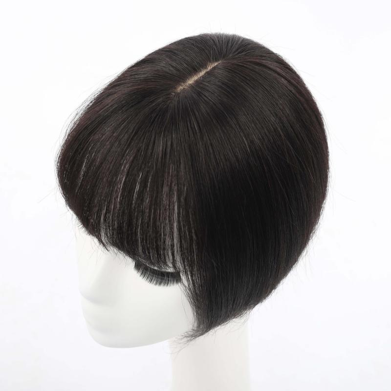 Human Hair Piece Silk Base for Women Clip In Toppers Hairpiece Middle Part