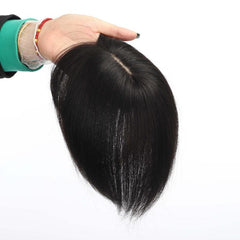 Human Hair Piece Silk Base for Women Clip In Toppers Hairpiece Middle Part