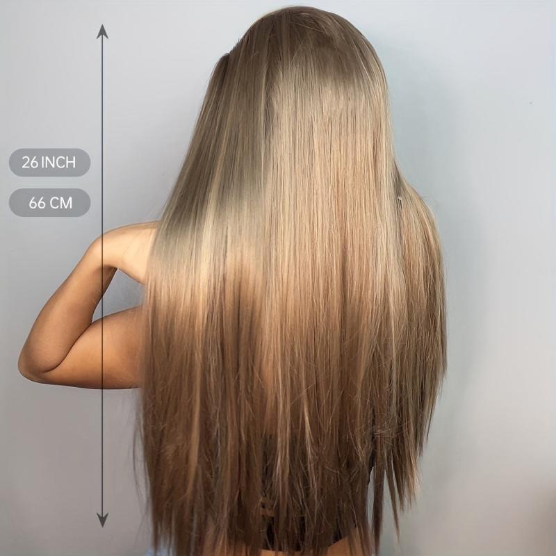 Brown Long Straight Hair Headband Wigs Synthetic Hair Replacement