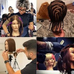 Mannequin Head with 70 Hair + Clamp Holder