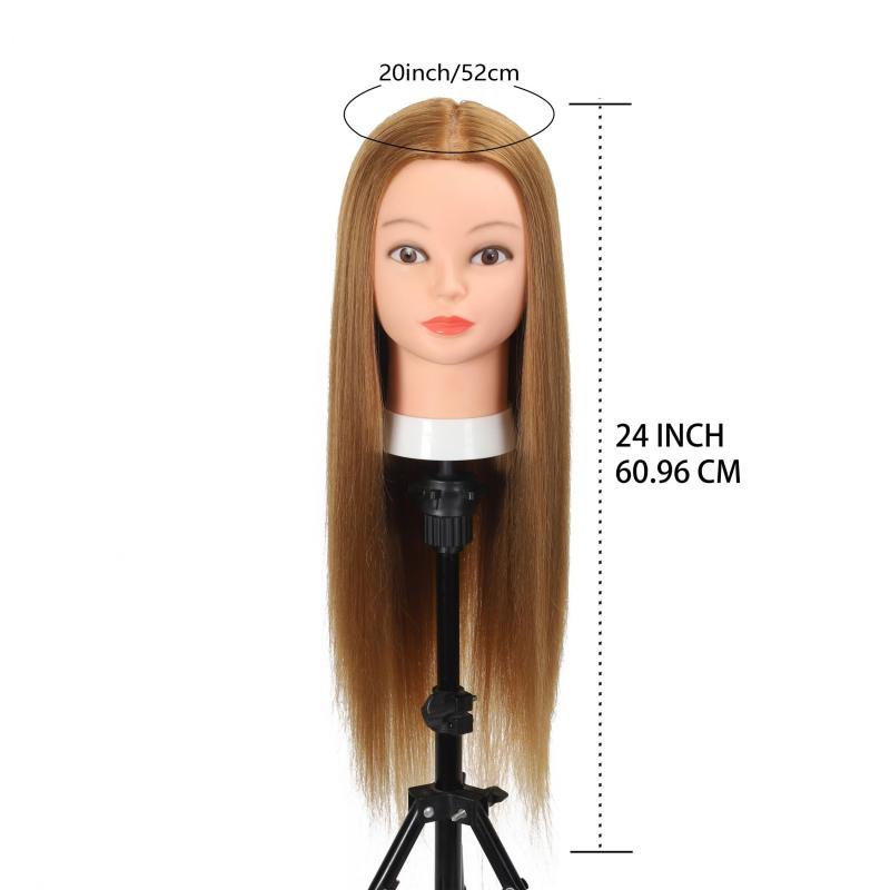 Mannequin Head with 70 Hair + Clamp Holder