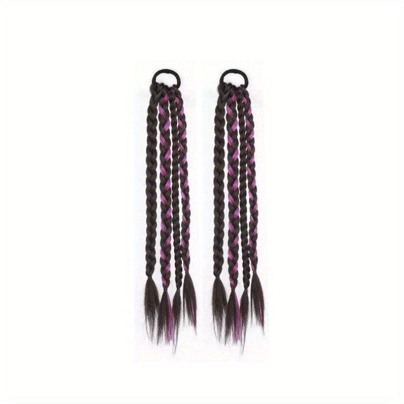 Y2K Synthetic Fiber Ponytail Extensions Long Braided Hairpieces