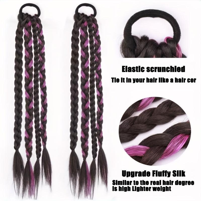 Y2K Synthetic Fiber Ponytail Extensions Long Braided Hairpieces