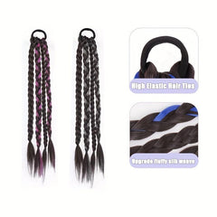 Y2K Synthetic Fiber Ponytail Extensions Long Braided Hairpieces
