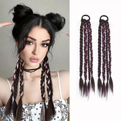 Y2K Synthetic Fiber Ponytail Extensions Long Braided Hairpieces
