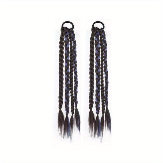Y2K Synthetic Fiber Ponytail Extensions Long Braided Hairpieces