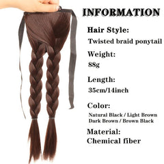Twisted Braid Ponytail Wig - Long Synthetic Braiding Hair Extension