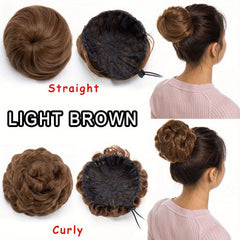 Synthetic Hair Bun Chignon Clip In Extension Natural Straight Wavy Hair 15