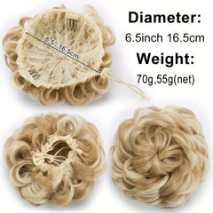 Synthetic Hair Bun Chignon Clip In Extension Natural Straight Wavy Hair 15