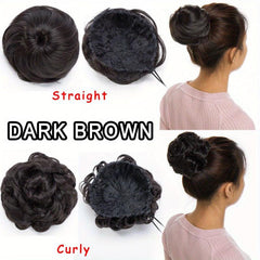Synthetic Hair Bun Chignon Clip In Extension Natural Straight Wavy Hair 15