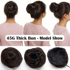 Synthetic Hair Bun Chignon Clip In Extension Natural Straight Wavy Hair 15
