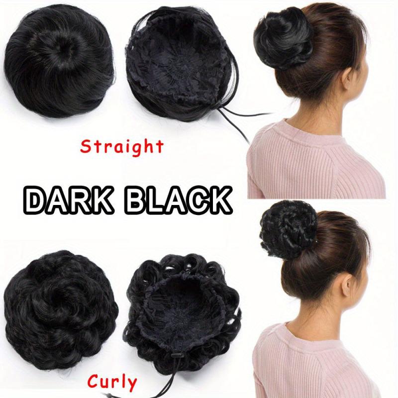 Synthetic Hair Bun Chignon Clip In Extension Natural Straight Wavy Hair 15