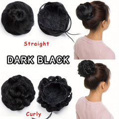 Synthetic Hair Bun Chignon Clip In Extension Natural Straight Wavy Hair 15