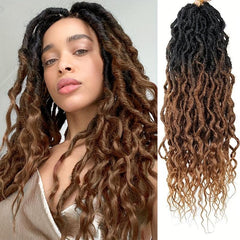 Pre-looped Goddess Locs Crochet Hair Extensions with Curly Ends
