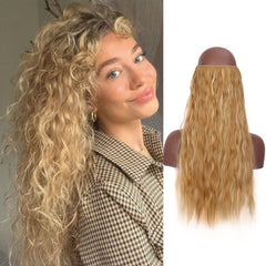 Water Ripples Wig Piece Invisible Fish Line Hair Extensions