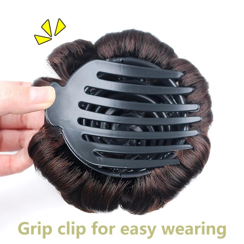 Synthetic Pony Tail Bun Claw Hairpiece Natural