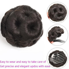 Synthetic Pony Tail Bun Claw Hairpiece Natural