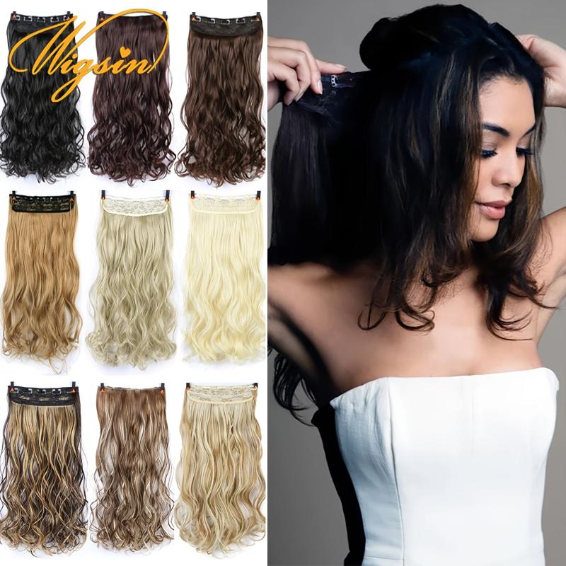 Long Body Wavy Clip In Hair Extensions Heat Resistant Hairpiece
