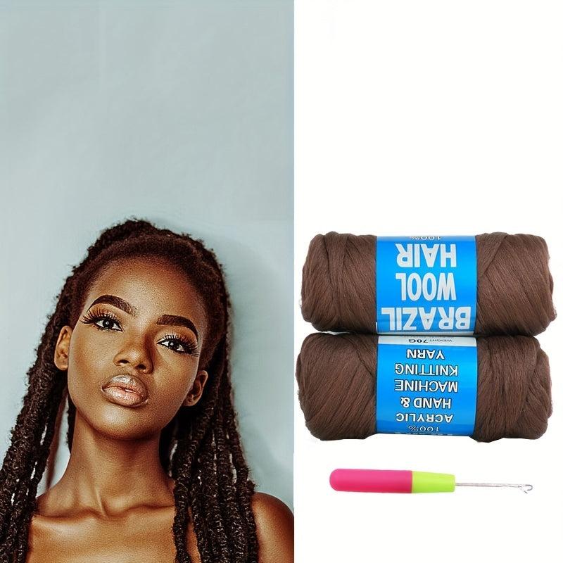 Natural Brazilian Wool Hair for Crochet Braids 70G Roll