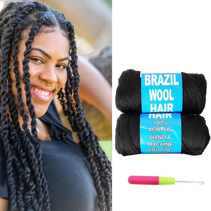 Natural Brazilian Wool Hair for Crochet Braids 70G Roll