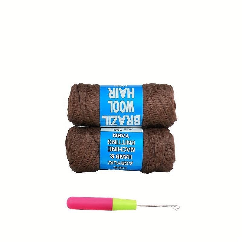 Natural Brazilian Wool Hair for Crochet Braids 70G Roll
