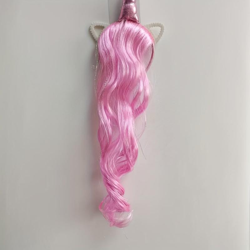 Unicorn Headband Wig Long Straight Synthetic Wig Heat Resistant Half Wig