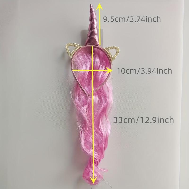 Unicorn Headband Wig Long Straight Synthetic Wig Heat Resistant Half Wig