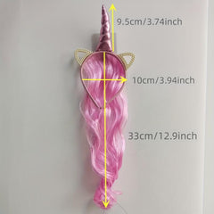 Unicorn Headband Wig Long Straight Synthetic Wig Heat Resistant Half Wig