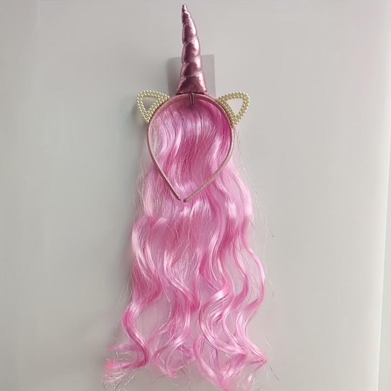 Unicorn Headband Wig Long Straight Synthetic Wig Heat Resistant Half Wig