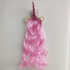 Unicorn Headband Wig Long Straight Synthetic Wig Heat Resistant Half Wig