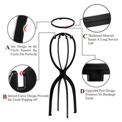 3pcs Wig Hat Stand Plastic Wig Holder Portable Folding Bracket