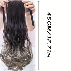 Ombre Long Curly Ponytail Extensions With Ribbon Tie - Natural Looking