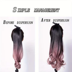 Ombre Long Curly Ponytail Extensions With Ribbon Tie - Natural Looking