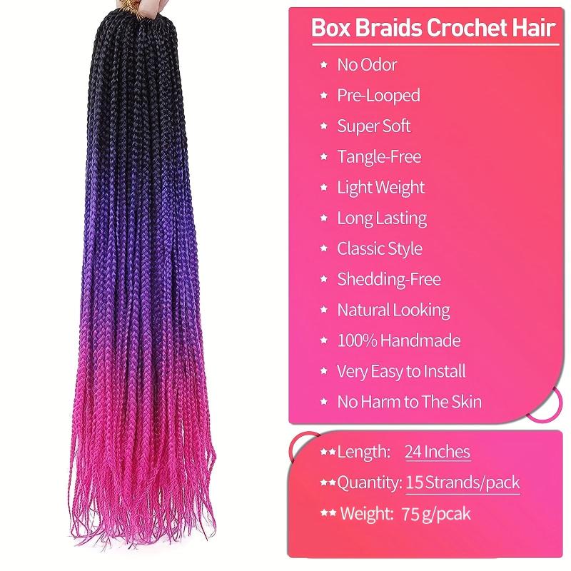 60 96 Cm Ombre Crochet Box Braids Synthetic Braiding Hair Extensions