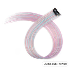8 Pcs Colorful Hair Extensions 55-88 Cm Straight Synthetic