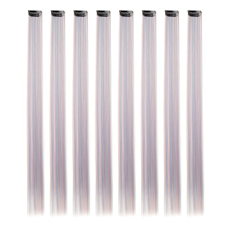 8 Pcs Colorful Hair Extensions 55-88 Cm Straight Synthetic