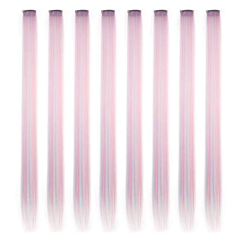8 Pcs Colorful Hair Extensions 55-88 Cm Straight Synthetic