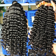 Long Curly Deep Wave Human Hair Bundles Natural Look Daily Use