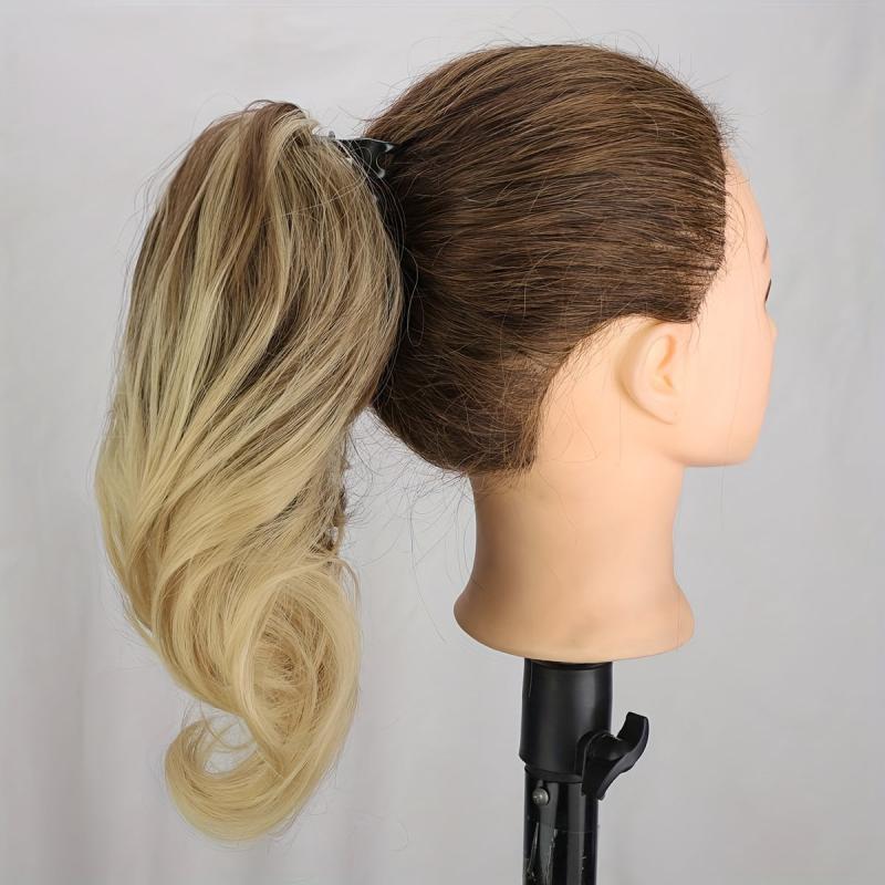 Short Synthetic Claw Clip Ponytail Extensions Curly Wavy Natural Look