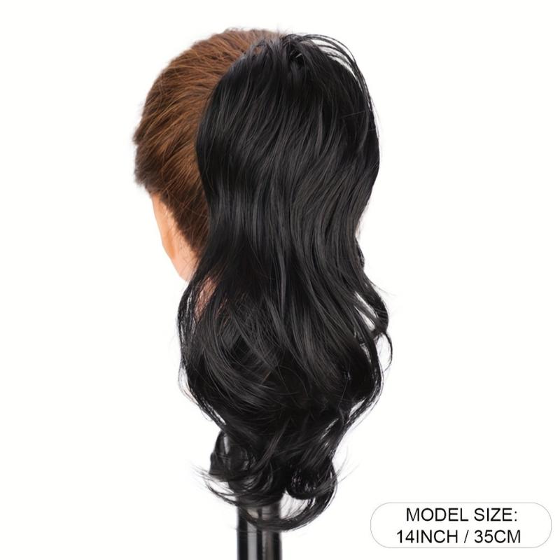 Short Synthetic Claw Clip Ponytail Extensions Curly Wavy Natural Look