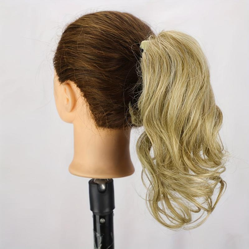 Short Synthetic Claw Clip Ponytail Extensions Curly Wavy Natural Look