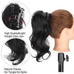 Short Synthetic Claw Clip Ponytail Extensions Curly Wavy Natural Look