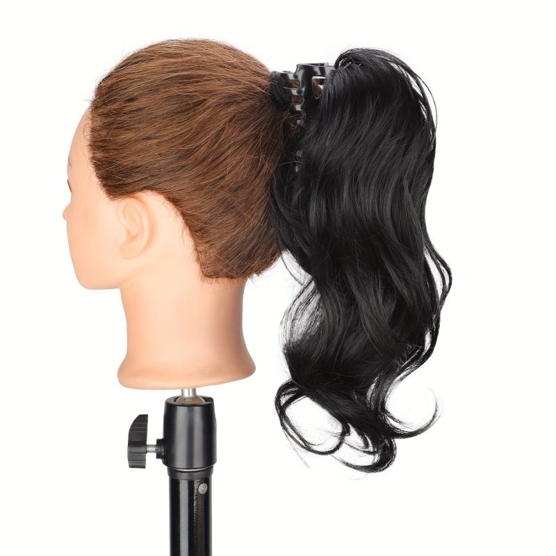 Short Synthetic Claw Clip Ponytail Extensions Curly Wavy Natural Look