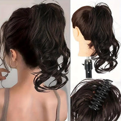 Short Synthetic Claw Clip Ponytail Extensions Curly Wavy Natural Look
