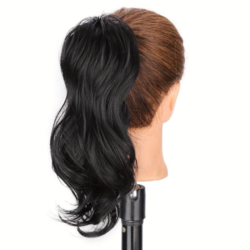 Short Synthetic Claw Clip Ponytail Extensions Curly Wavy Natural Look