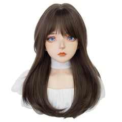 Long Straight Wig With Bangs Synthetic Wig Heat Resistant