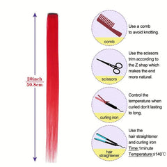 Colorful Straight Clip In Hair Extensions for Party