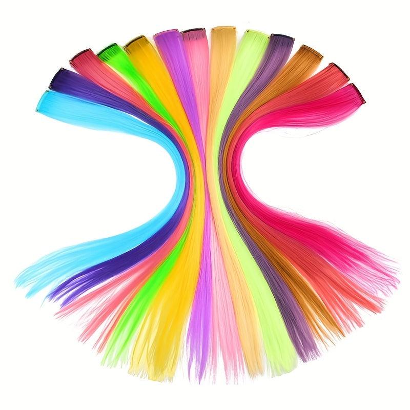 Colorful Straight Clip In Hair Extensions for Party